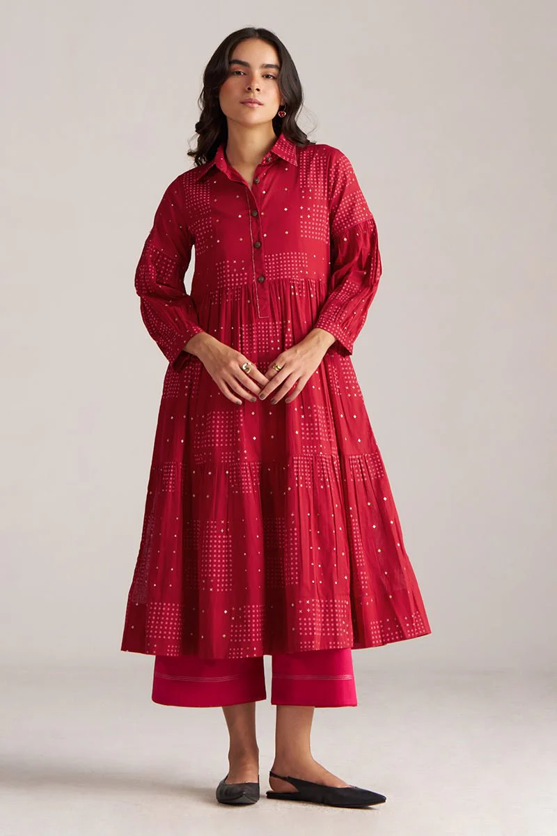 Samba Red and Beetroot Purple Cotton Co-ord Set