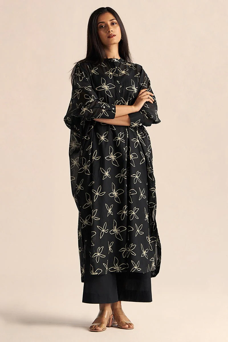 Black Floral Print Co-ord Set